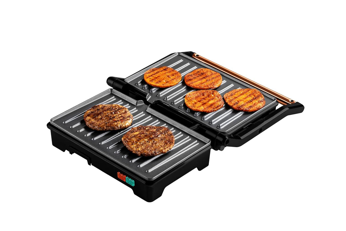 RST9002CG 900W 180° Electric Grill Sandwich Maker | Non-Stick Coating | Full Flat Toaster Griller | Drip Tray, Ready-to-Cook Indicator | Overheat Safety Protection