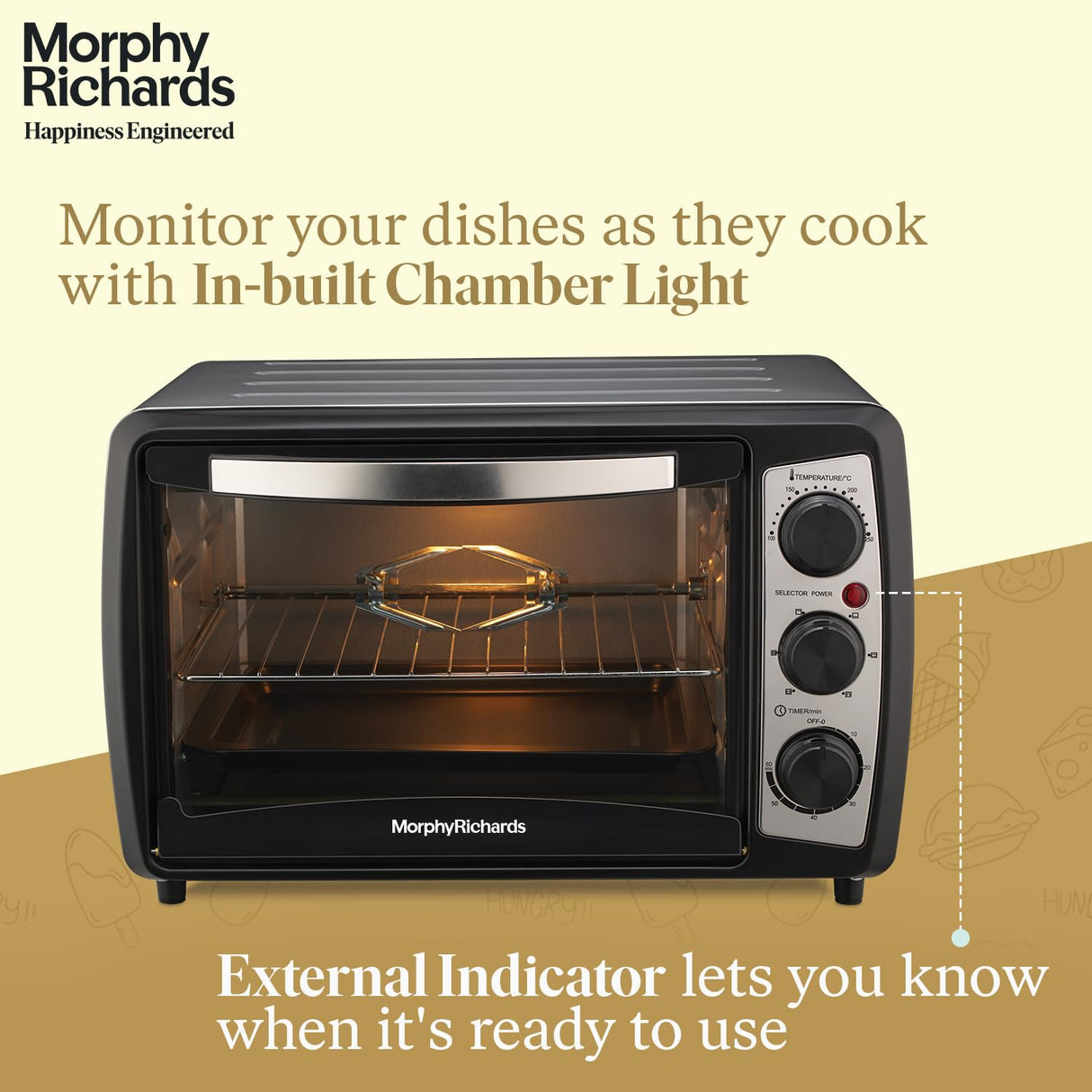 20R 20L OTG – 1400W Oven Toaster Griller with Rotisserie, 6 Heating Modes & Manual Knob Control