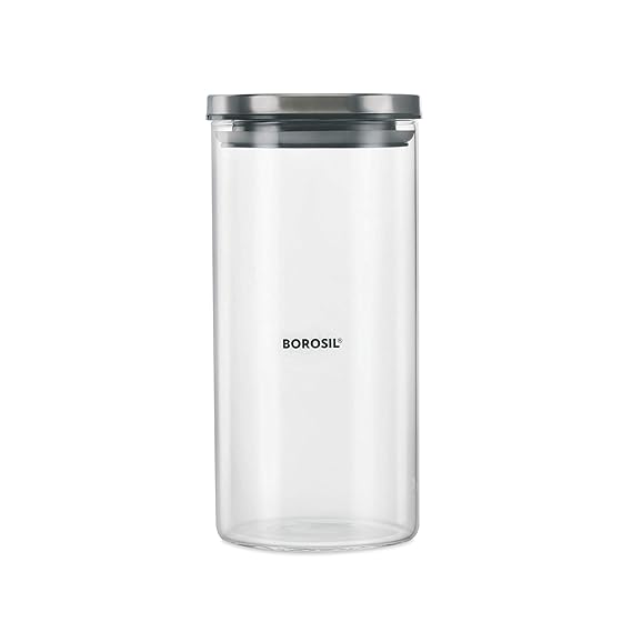 Borosil - Classic Glass Jar for Kitchen Storage, 1.2 L