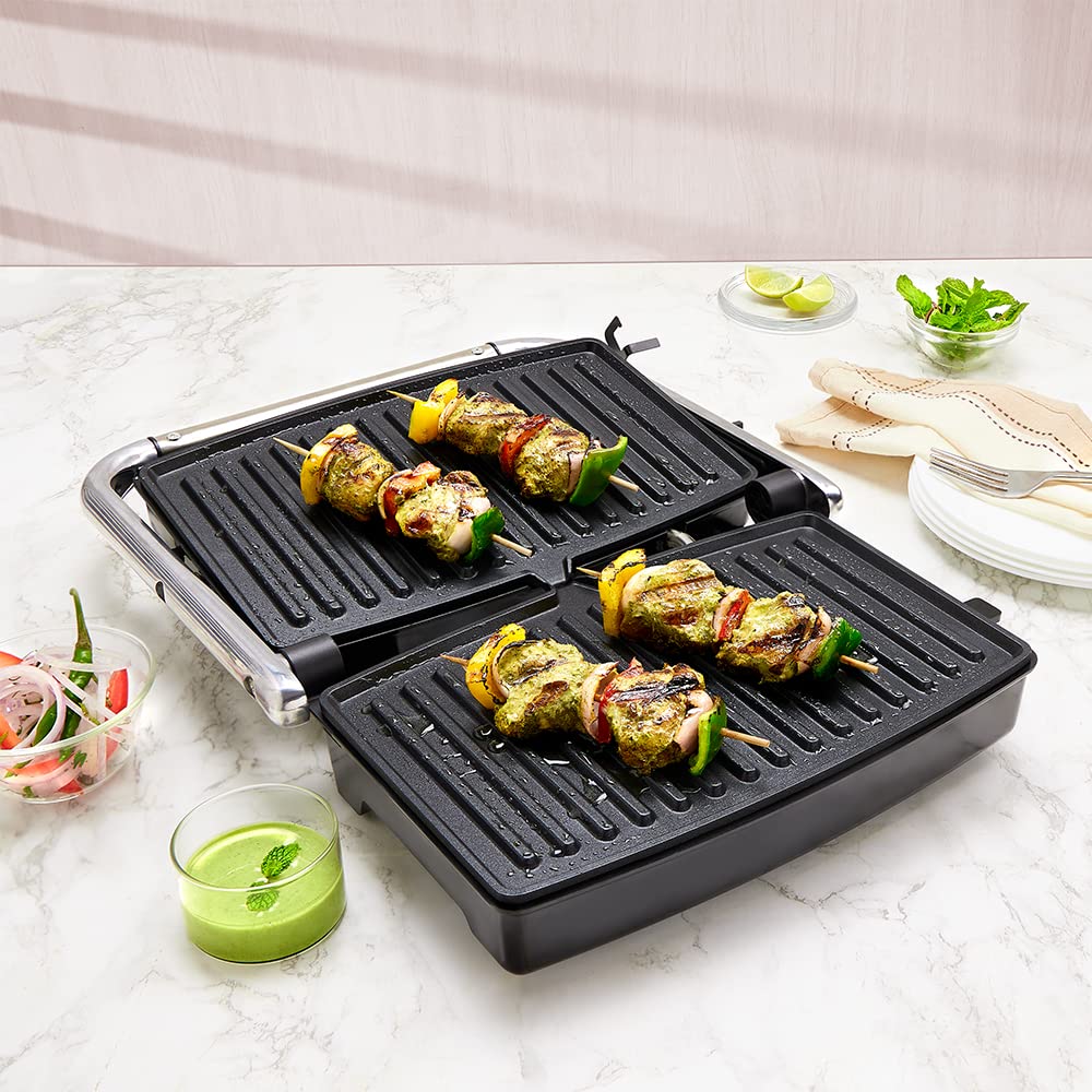 Borosil Jumbo 180° Grill Sandwich Maker 1500 W, opens 180°, 4 sandwiches