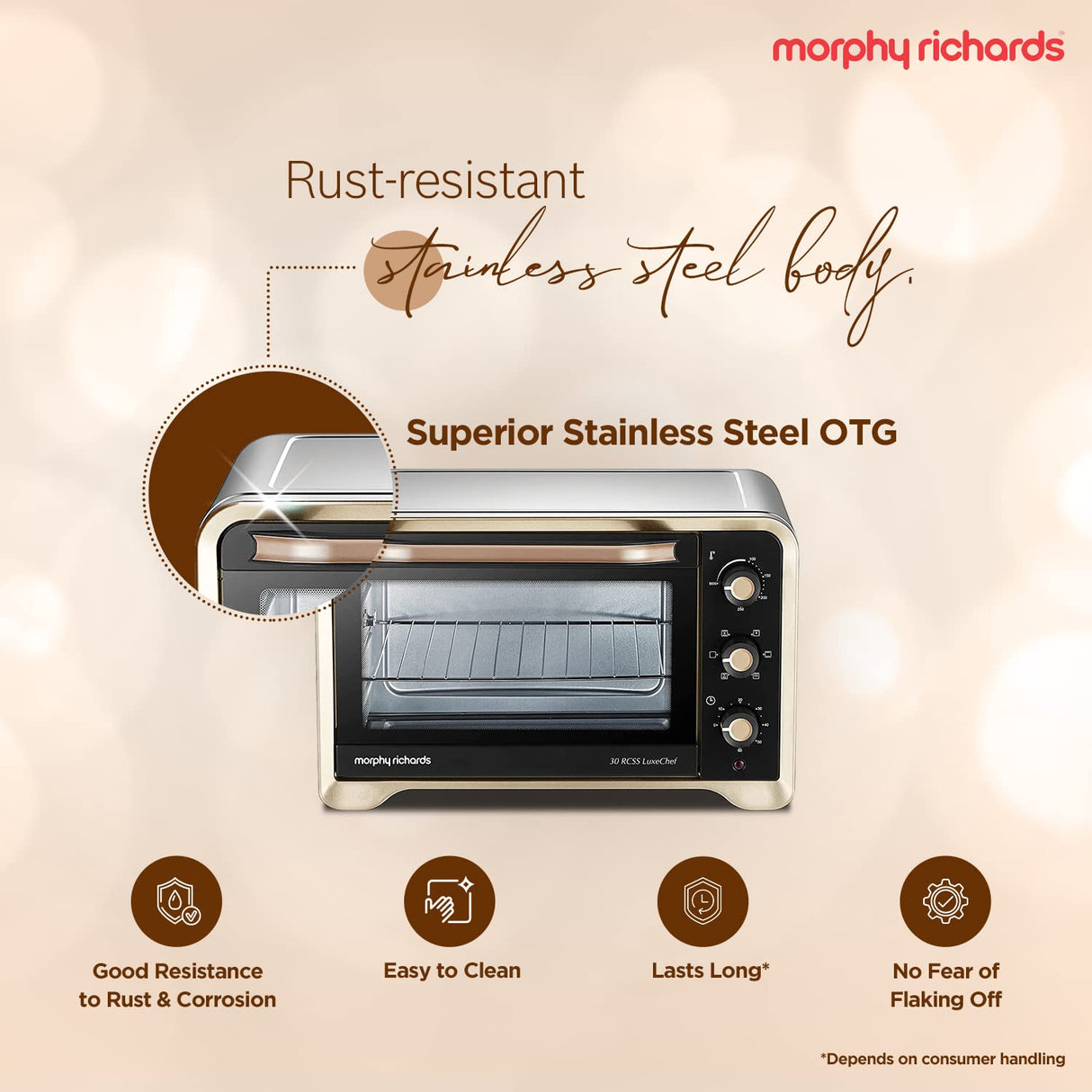 30RCSS 30L OTG – Stainless Steel Oven Toaster Griller with Convection, Rotisserie, 6 Modes & Temperature Control 1600 Watts
