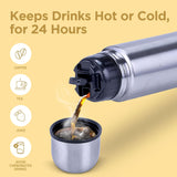 Flip Lid 350 Thermosteel Water Bottle 350 ml, 24 Hr Hot and Cold I Leak Proof Lid with Jacket, ISI Certified I Vacuum Insulated I for Office, Gym, School I Silver