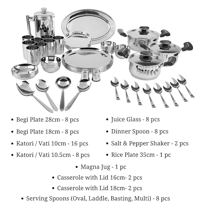 Jubilee Stainless Steel Dinner Set of 75 Pcs