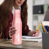 Milton Super 1000 Stainless Steel Water Bottle 1 ltr, Single Walled, ISI Certified I Leak Proof Lid, Rust Proof I For School, Office, Gym I Light Pink