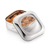JVL Stainless Steel Kitchen's Storage Costa Square Shape Container Box with See Thorugh Lid - Mini - 900 ml