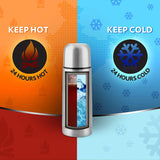 Thermo Flask Black – 350 mL (CP FGFTL350BLA) | Vacuum Insulated Stainless Steel Flask with Carry Jacket & Sipper Spout