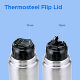 Flip Lid 350 Thermosteel Water Bottle 350 ml, 24 Hr Hot and Cold I Leak Proof Lid with Jacket, ISI Certified I Vacuum Insulated I for Office, Gym, School I Silver