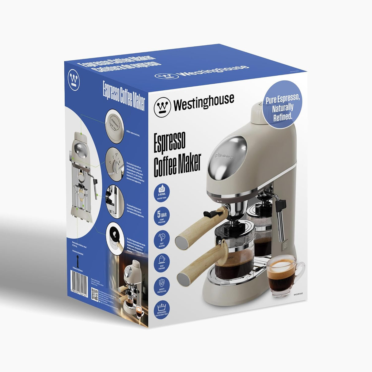 Espresso Coffee Maker 800 W 5 Bar Pump Pressure with Milk Frother WKCMF2012