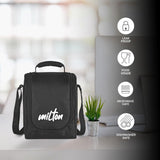 Pro Lunch Box with Steel Cutlery, 3 Microwave Safe Inner Steel Containers (180ml, 320ml, 450ml) Plastic Chutney Dabba 100ml, Steel Bottle 750ml with Insulated Bag, Office Tiffin, Black