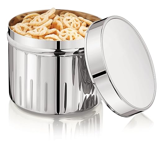Mukti Stainless Steel Food Storage Jars & Containers|Snacks Dabba|Nasta Box Crystaline See Through Lid|1600ml x 1pc