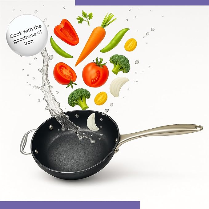 Black Eisen Cast Iron Wok With Steel Handle