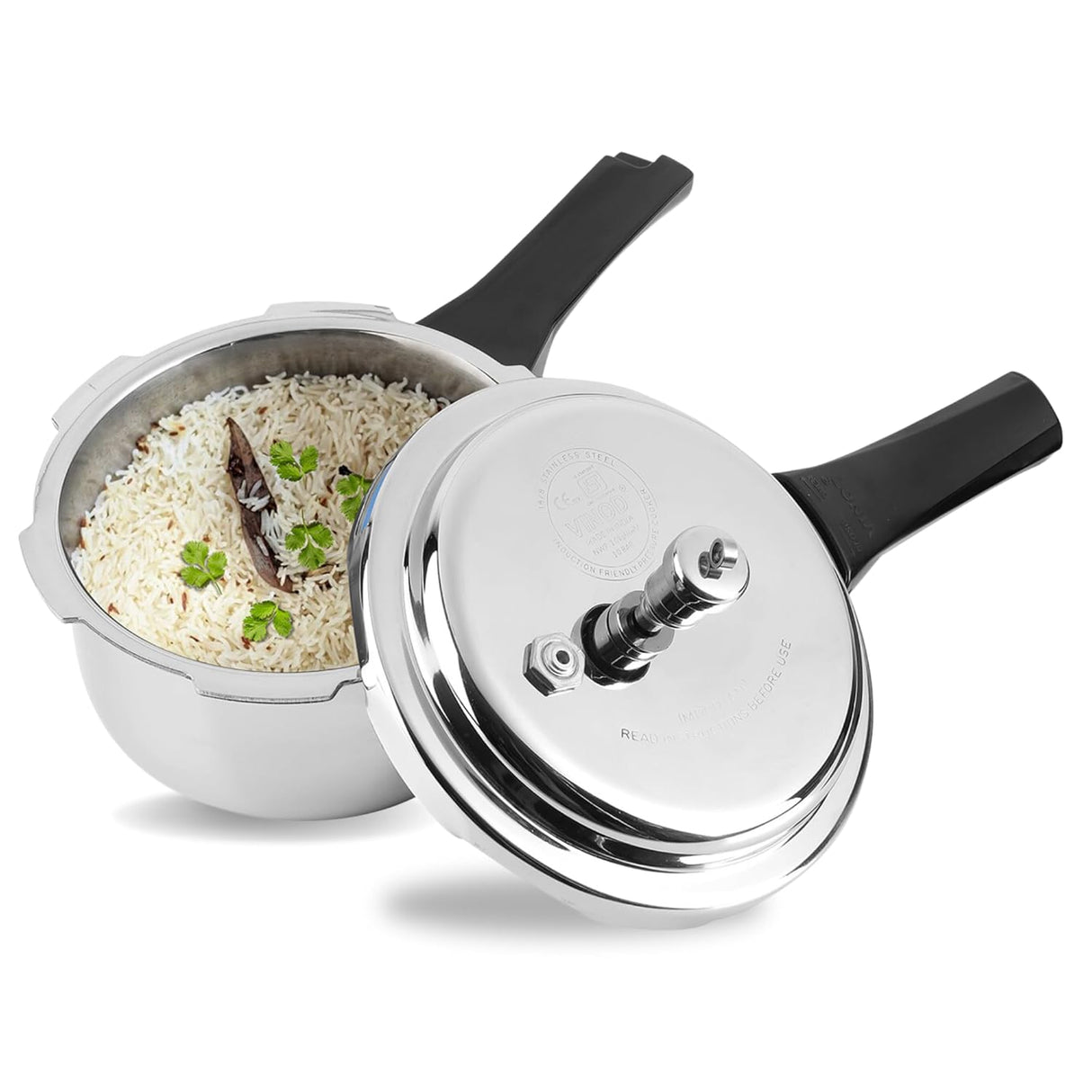 Vinod Platinum Triply Stainless Steel Outer Lid Pressure Cooker 5 Litres - ISI certified, Silver (Induction and Gas Stove Friendly)