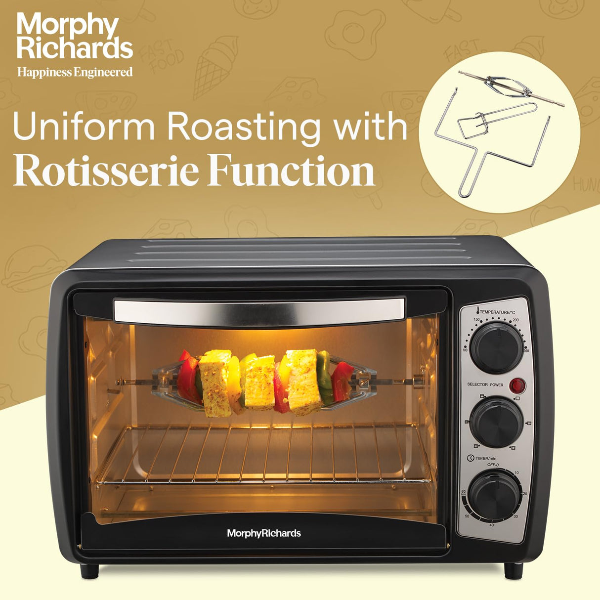 20R 20L OTG – 1400W Oven Toaster Griller with Rotisserie, 6 Heating Modes & Manual Knob Control
