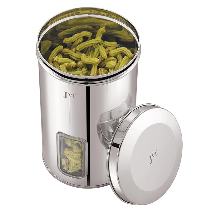 Classicware Stainless Steel Trendy Window Canister with See-Through Window, 1L (1 Pc)