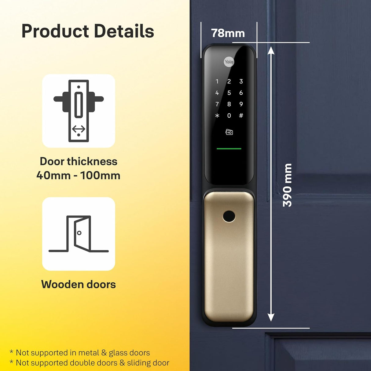Kyra Pro Premium Push-Pull Smart Lock | 6-Ways of Unlocking | Wi-Fi & Bluetooth Connectivity | Fingerprint & PIN Access