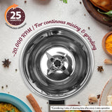 Borosil 750W Infinity Mixer Grinder with 4 Stainless Steel Jars (1.5L Jar with Fruit Filter, 1.5L Blending Jar, 1L Dry/Wet Grinder Jar, 400ml Chutnery Jar), Kitchen Mixie