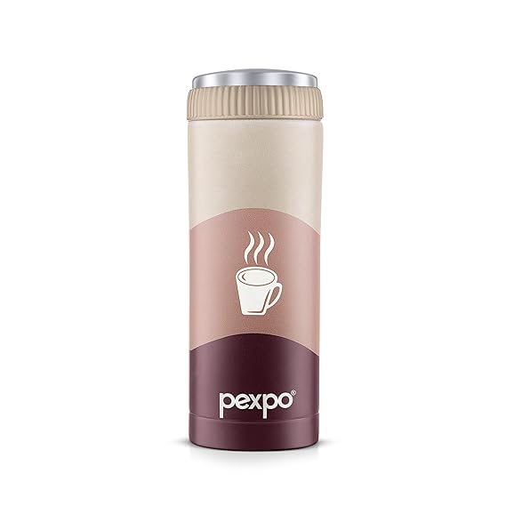 Pexpo Crypto Art 500 ISI Certified Hot & Cold Flask -Brown UV Cup Print Stainless Steel - 430ml | Vacuum Insulated Thermosteel Flask| Leak Proof| Thermos Mug| Travel Mug | Adults| Boys & Girls