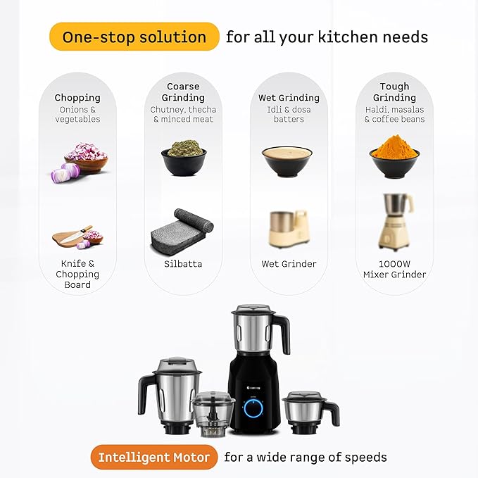 Yulia 750 Watt Mixer Grinder (Gloss Black)