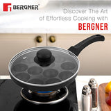 Senator Non Stick Paniyarakkal/Appampatra with Glass Lid, 12 Pits Gas Top Compatible Only, Black BGIN-2580