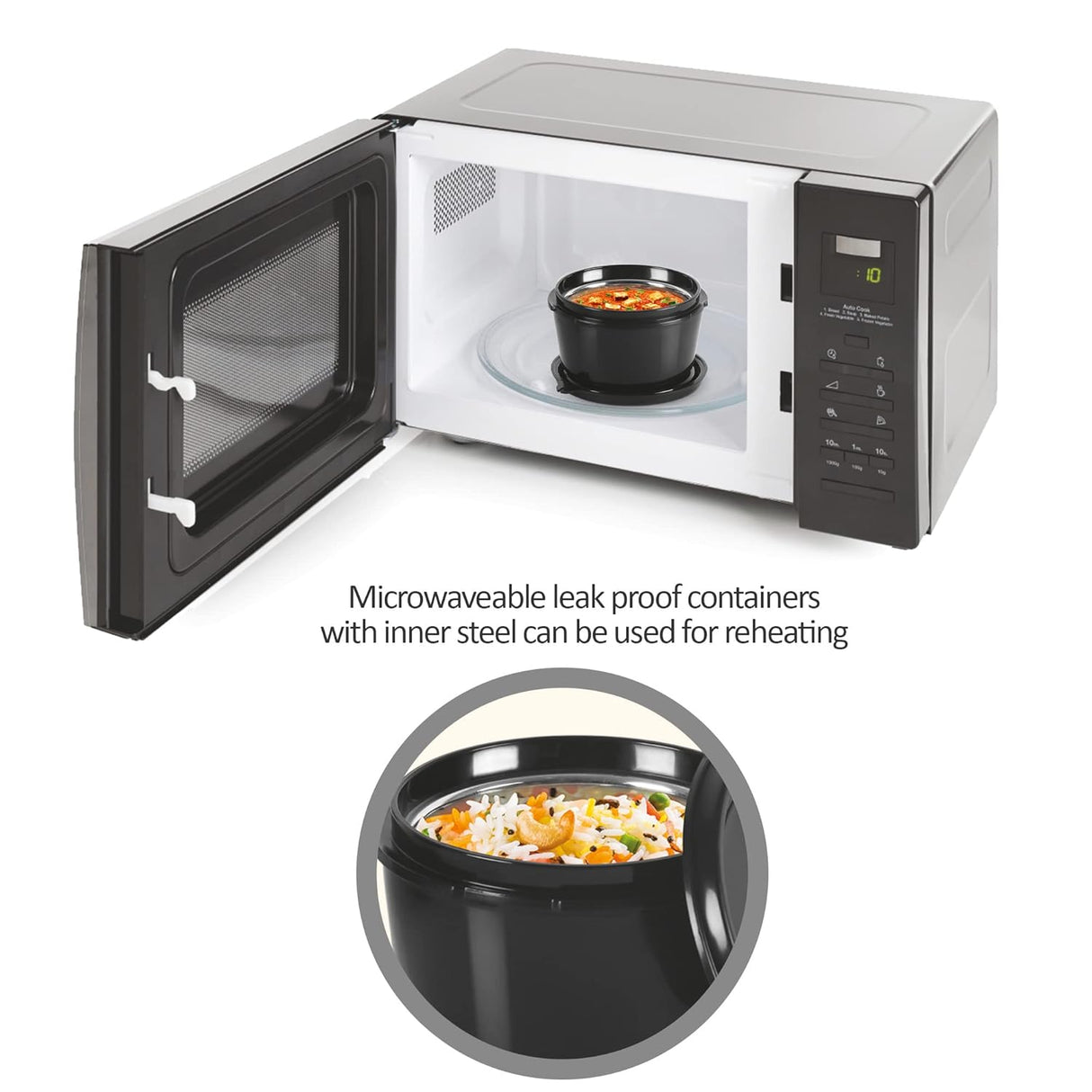Style Mate Tiffin (4 Microwave Safe Inner Steel Containers, 180/320/320/450 ml; 1 SS Tumbler, 380 ml, Spoon and Fork) With Insulated Fabric Jacket, Grey