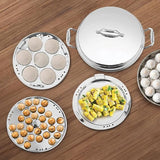 Argent Triply Silver Stainless Steel 28 cm Multi-Kadai With Lid & 6Pcs Plates (6.1 L) BGIN-9999