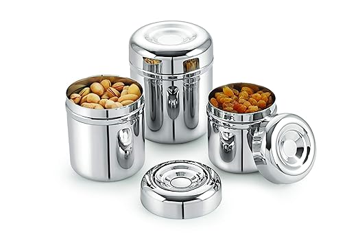 Mukti Premium Stainless Steel Refreshment Food Storage Canister,Container,Dabba Set with Lid (REFRESHMENT PLAIN, 1600 ML)