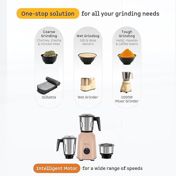 Xiana 750 Watt Mixer Grinder (Peach Blossom)