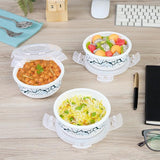 Larah by Borosil Zeus Lunch Box with Bag – 3pc Round Container Set (400ml Each), White