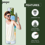 Pexpo Stainless Steel Hot and Cold Vacuum Insulated ISI Certified Flask,500ml, Military Green| Double Wall Flask | BPA Free | Office | School | Home | Hiking | Gym