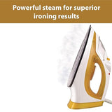 Usha SI 3816 Steam Iron 1600 W with Easy-Glide Non-Stick Soleplate, Powerful Steam Output, 280 Ml Water Tank (Yellow & White), 1600 Watts