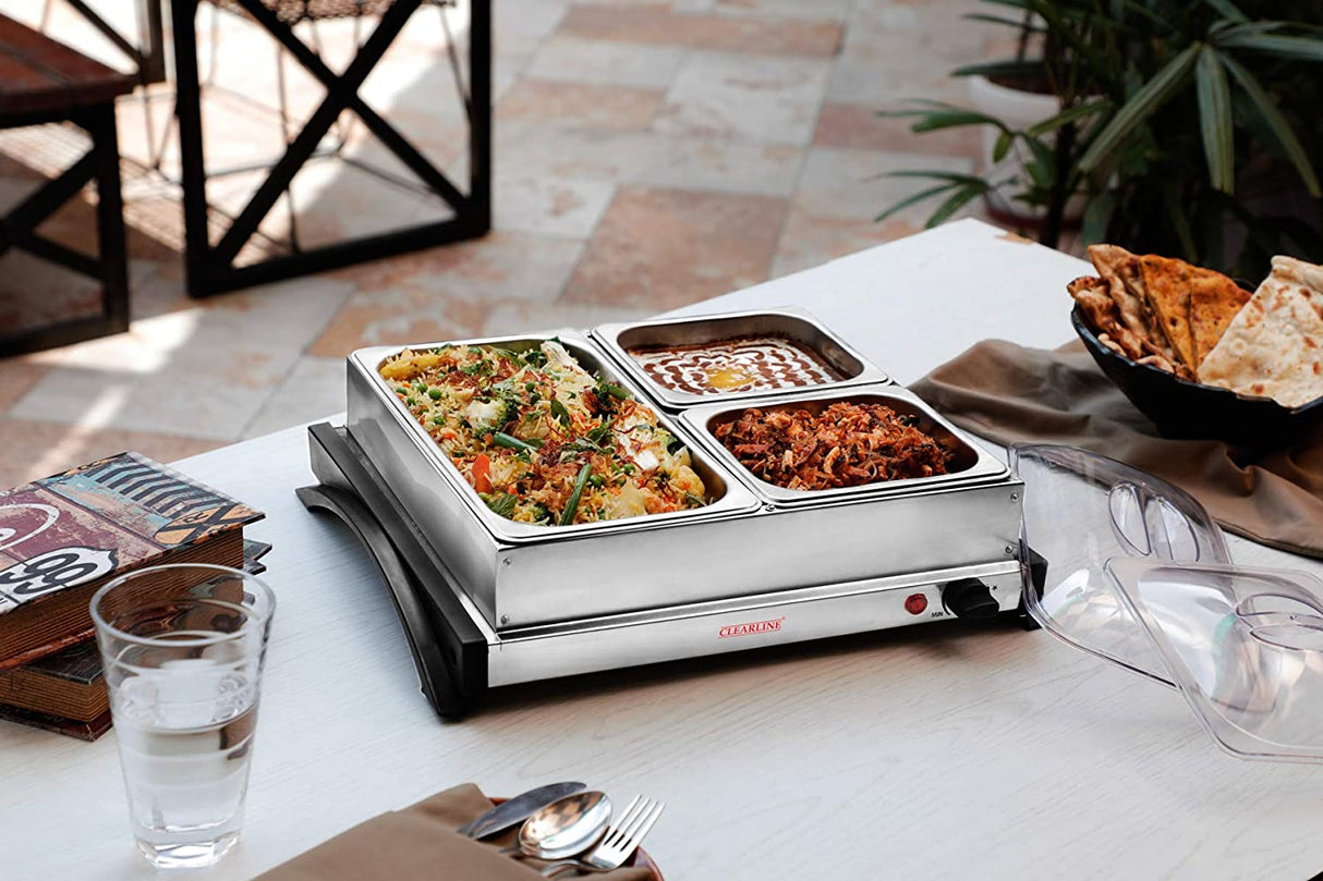 Clearline Food Grade Stainless Steel Pan Food Warmer Cum Buffet Server