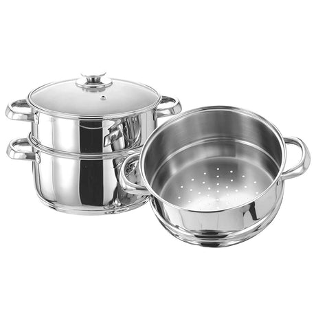 Vinod 3 Tier Steamer with Glass Lid Stainless Steel - 18cm (Induction Friendly)