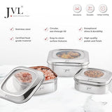 JVL Stainless Steel Kitchen's Storage Costa Square Shape Container Box with See Thorugh Lid - 2000 ml - 1 Pcs