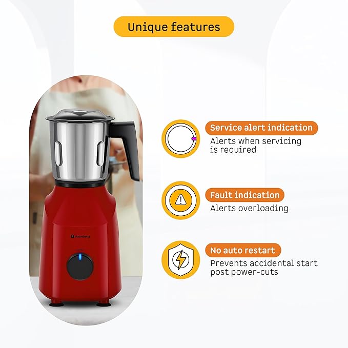 Xiana 750 Watt Mixer Grinder (Fiery Red)