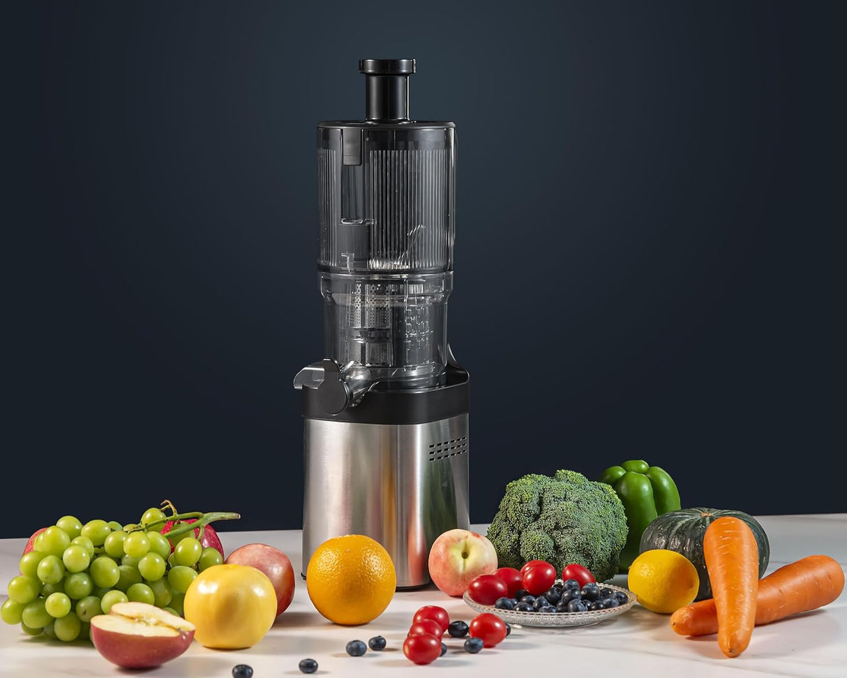 RJE180V 180W Cold Press Whole Slow Juicer | Copper Motor, Ultra-Wide Feed Chute | 500ml Jug & Pulp Containers | Reverse Function & Drip-Free Smart Cap | Quiet Operation
