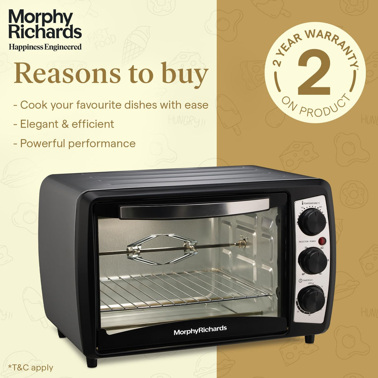 20R 20L OTG – 1400W Oven Toaster Griller with Rotisserie, 6 Heating Modes & Manual Knob Control