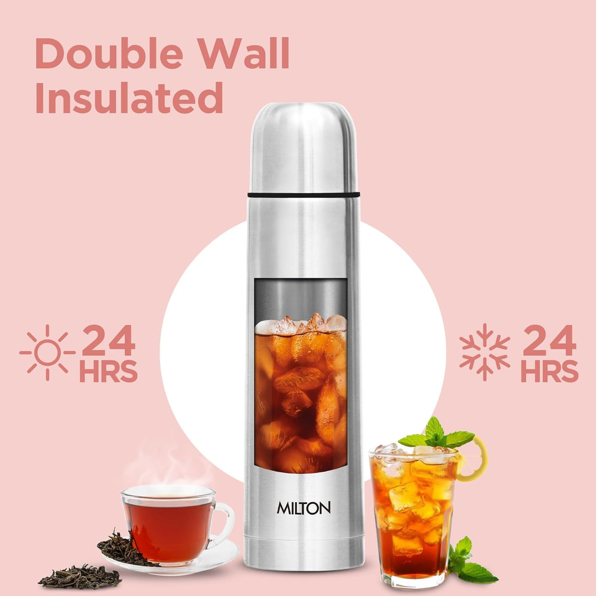 Flip Lid 350 Thermosteel Water Bottle 350 ml, 24 Hr Hot and Cold I Leak Proof Lid with Jacket, ISI Certified I Vacuum Insulated I for Office, Gym, School I Silver
