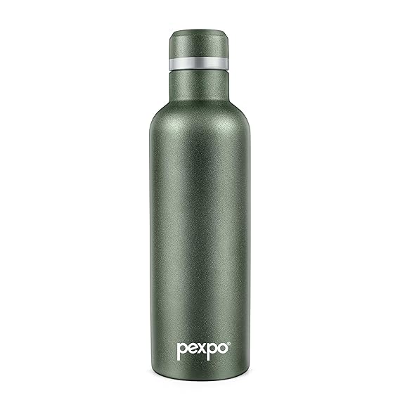 Pexpo Stainless Steel Hot and Cold Vacuum Insulated ISI Certified Flask,500ml, Military Green| Double Wall Flask | BPA Free | Office | School | Home | Hiking | Gym