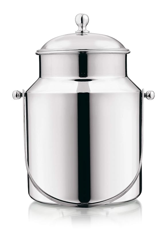 Mukti Stainless Steel Food Storage Jars & Containers|Dabba|Milk, Oil Can|Swiss Can with Handle|1750ml x 1pc