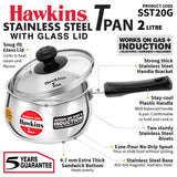 Hawkins Stainless Steel 2 L T-Pan with Lid Pot (SST20G)