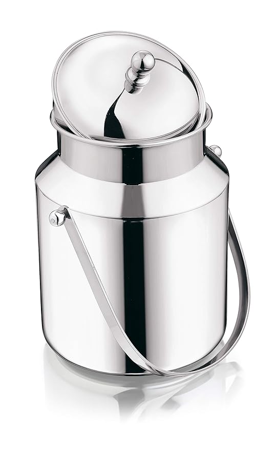 Mukti Stainless Steel Food Storage Jars & Containers|Dabba|Milk, Oil Can|Swiss Can with Handle|1750ml x 1pc