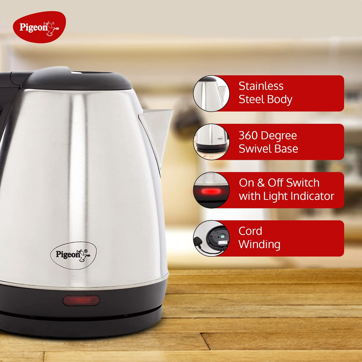 by Stovekraft Amaze Plus Electric Kettle – 1.5 L, Silver