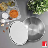 Argent Triply 18 cm Tasla/Kadai – 1.3L, Multi-Layer Stainless Steel, Mirror Finish, Stainless Steel Lid, Ideal for Deep-Fry, Sauté, Stir-Fry, Mixing, Desserts Gravy, Induction  Gas Compatible BG-6904