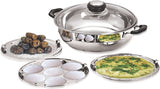 Pristine Stainless Steel Sandwich Base Multi Kadai with Glass Lid (Induction Compatible)