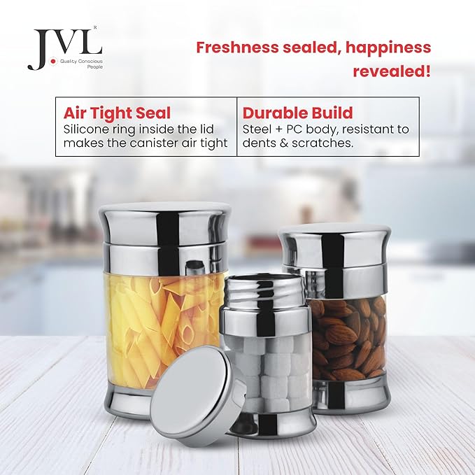 Stainless Steel Air Tight Fusion Canister Multipurpose Unbreakable Jar, 2.1L