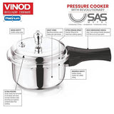 Vinod Platinum Triply Stainless Steel Outer Lid Pressure Cooker 3 Litre Capacity - ISI Certified, Silver, Induction Friendly, Pressure Cooker for Home Cooking