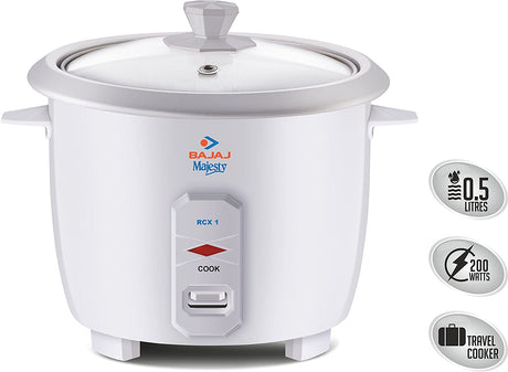 BAJAJ MAJESTY RCX 1 MINI RICE COOKER (WHITE)
