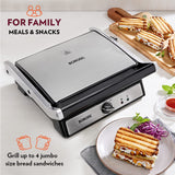 Borosil Super Jumbo 180 Grill Sandwich Maker 2000 W, opens 180°