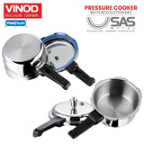 Vinod Platinum Triply Stainless Steel Outer Lid Pressure Cooker 5 Litres - ISI certified, Silver (Induction and Gas Stove Friendly)