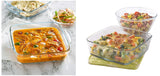 Borosil - Ih77Gs03702 Glass Mixing Bowl and Square Dish with Lid Set, 2-Pieces, Transparent Ih22Dh12216 Glass Baking Dish 1.3 L, Microwave Safe & Oven Safe